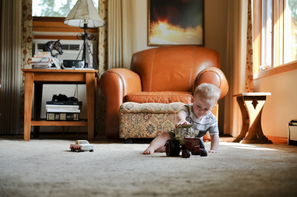 Young child playing with blocks